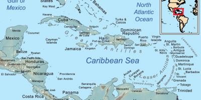 Kaart van jamaica en de omliggende eilanden