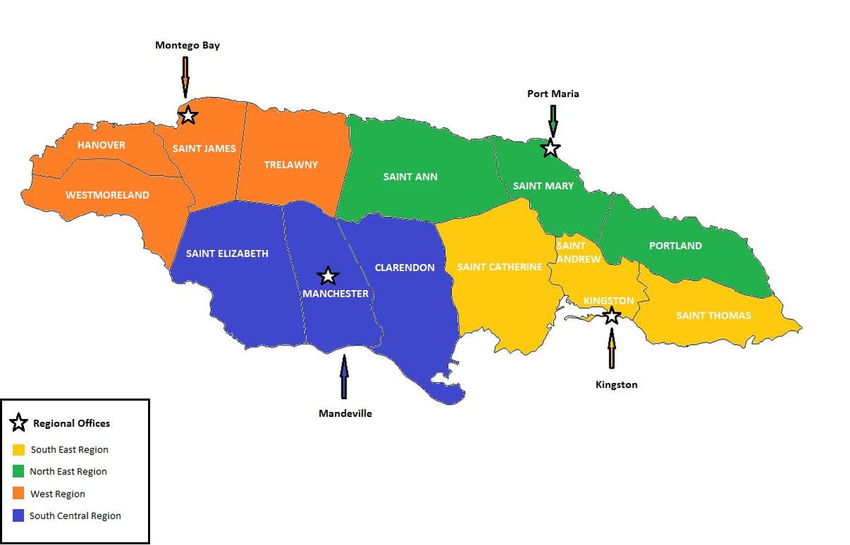 Kaart van de economische jamaica
