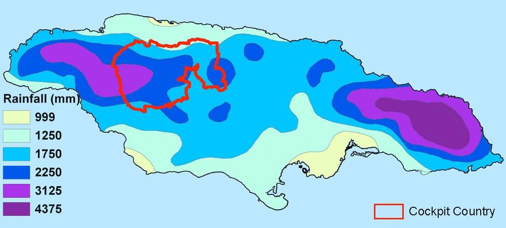 Kaart van jamaica klimaat