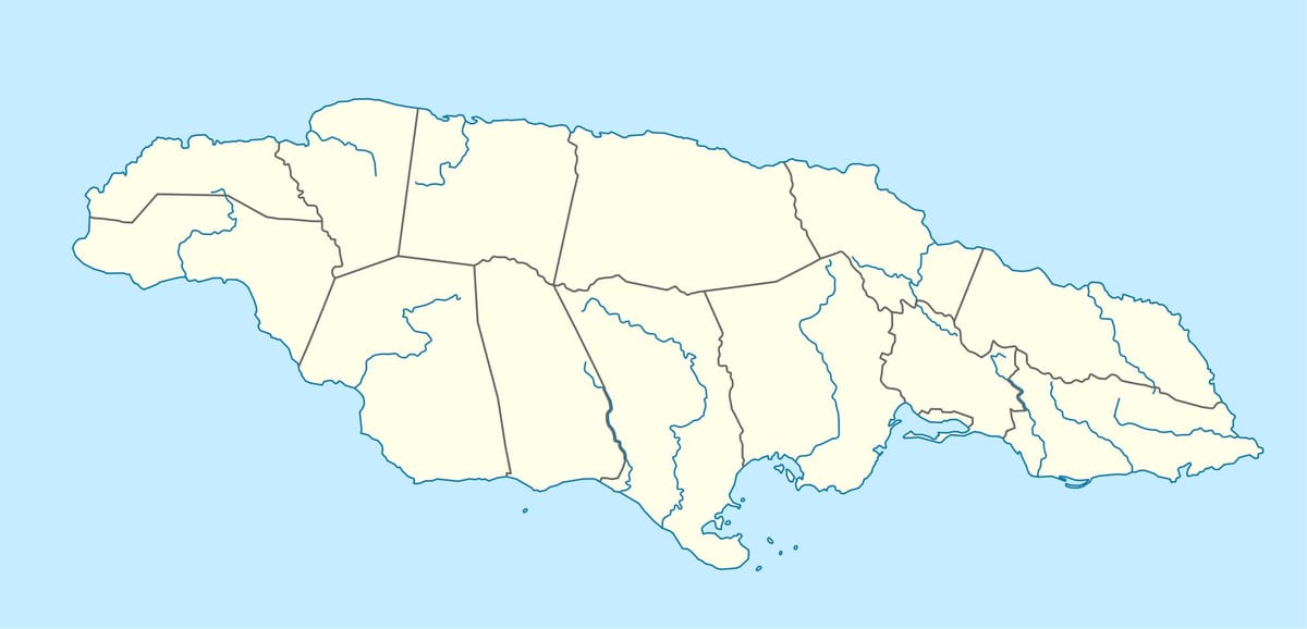 kaart van jamaica weergegeven rivieren