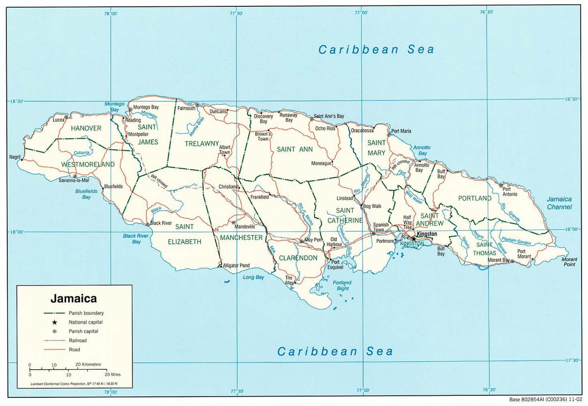 jamaica snelweg 2000 kaart