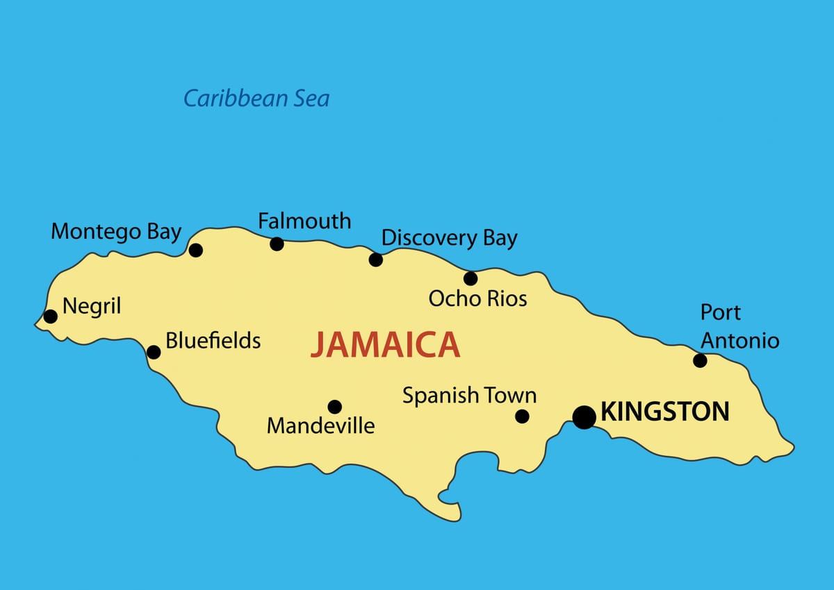 Kaart van jamaica steden