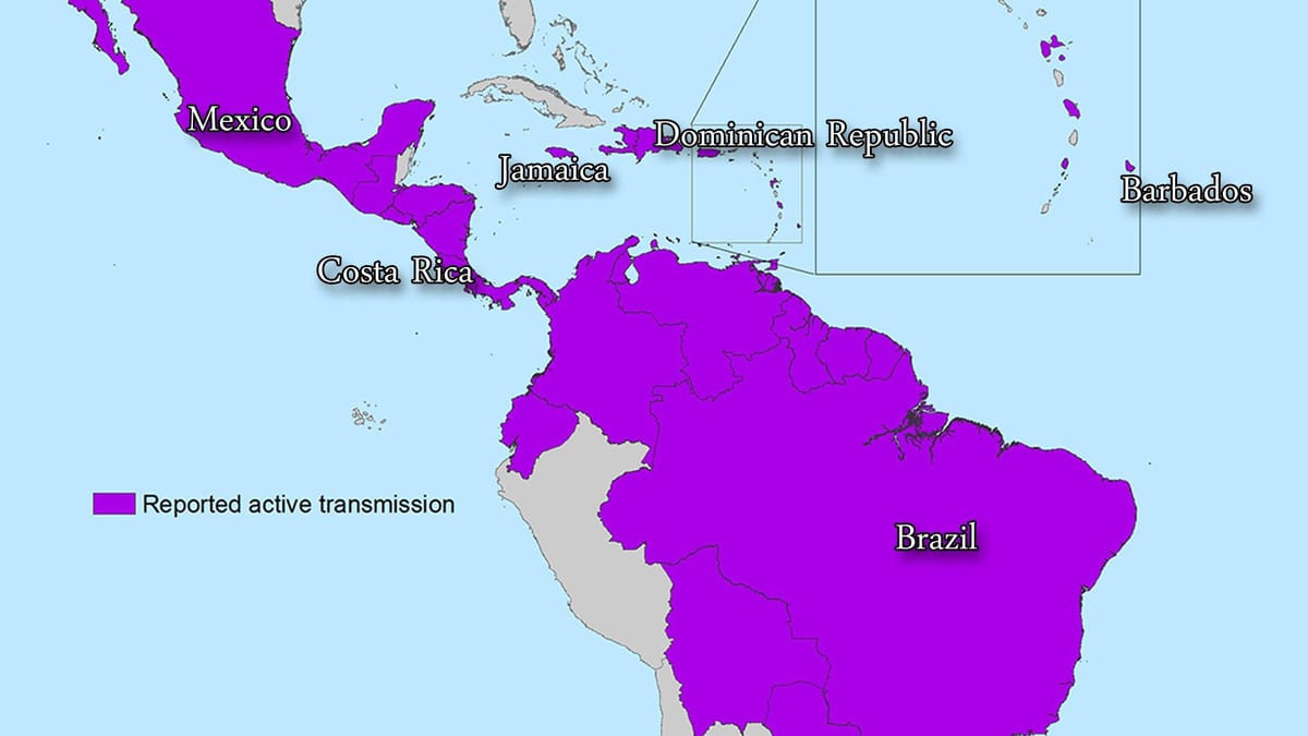Kaart van jamaica zika