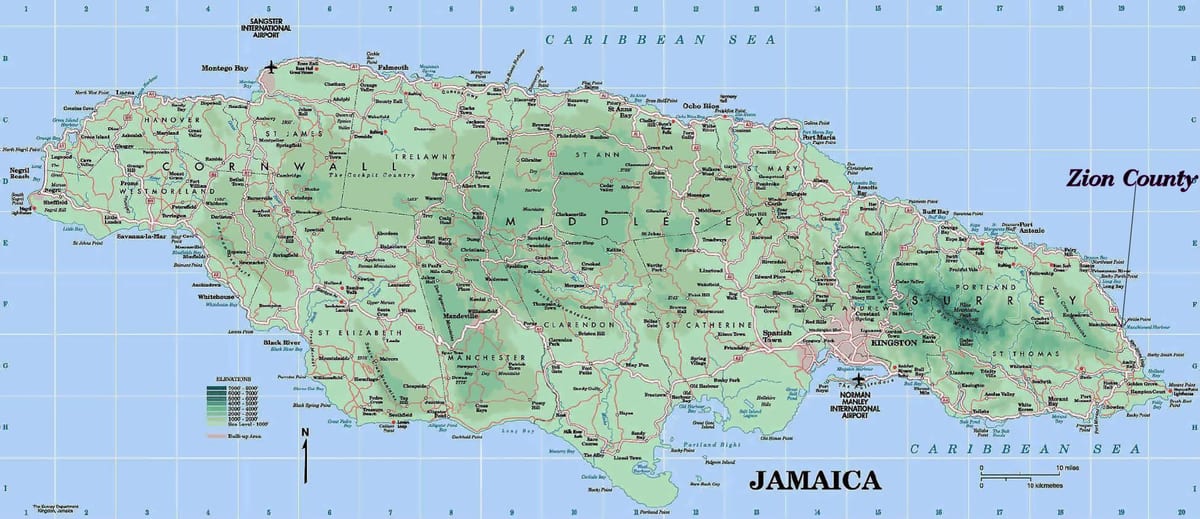 Kaart van jamaica north coast