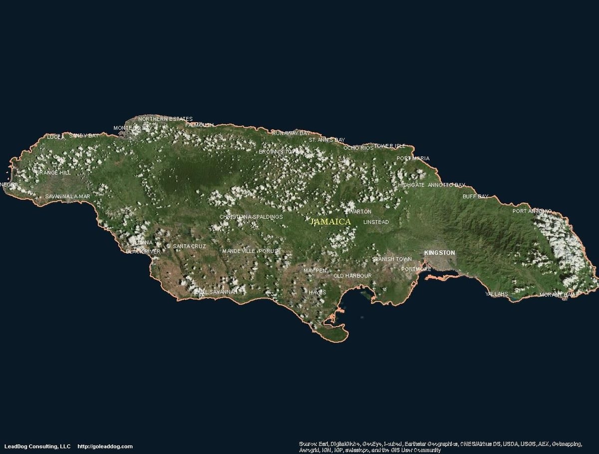 Kaart van antenne-jamaica