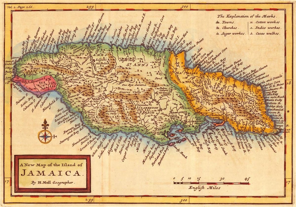Kaart van het oude jamaica