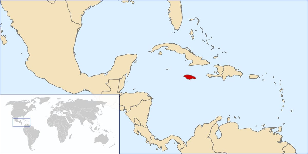 jamaica land in de kaart van de wereld