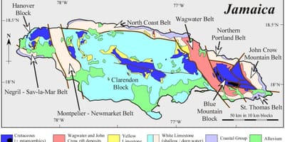 Kaart van de geologische jamaica