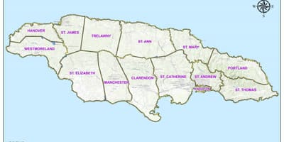 Kaart van jamaica achterban