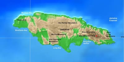 Kaart van jamaica bergen 