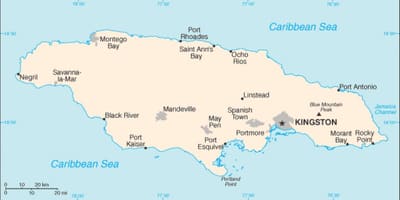 Kaart van jamaica gebied 