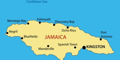 Kaart van jamaica steden