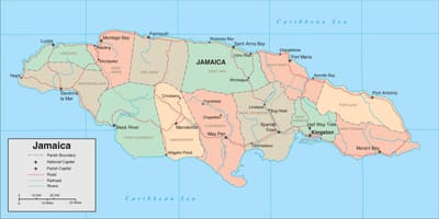 Kaart van jamaica west-indië