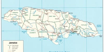 Kaart van de rivieren in jamaica